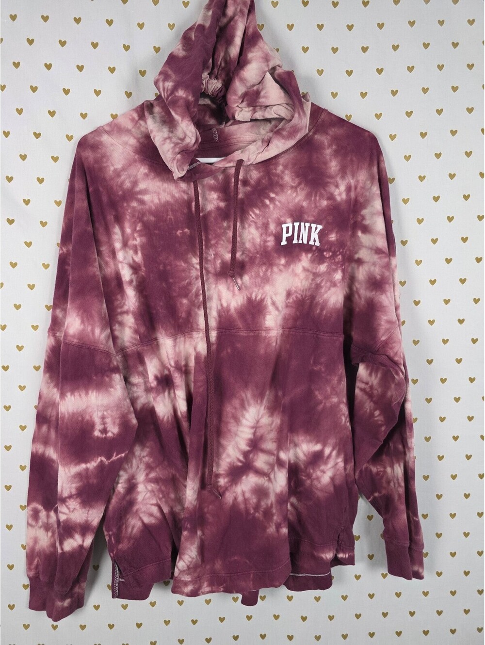 Victorias Secret Pink Tye Dye Hooded Long Sleeve Tee shirt MEDIUM